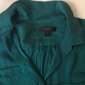 J Crew green silk button down